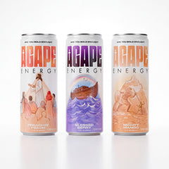 Agape Energy honey drizzle over can, highlights natural sweetening and smoother taste