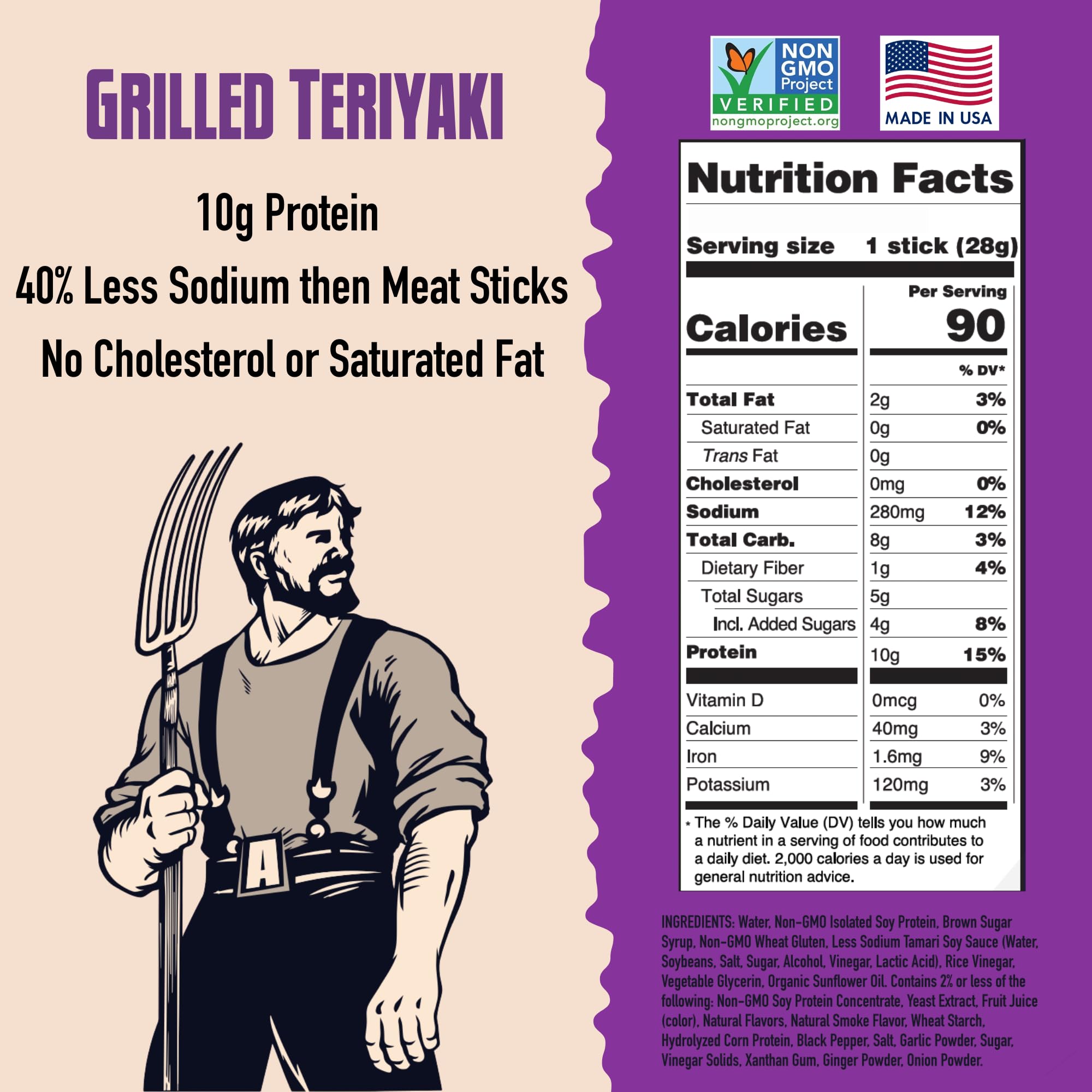AGRO nutrition label closeup showing 10g protein per stick and clean ingredients