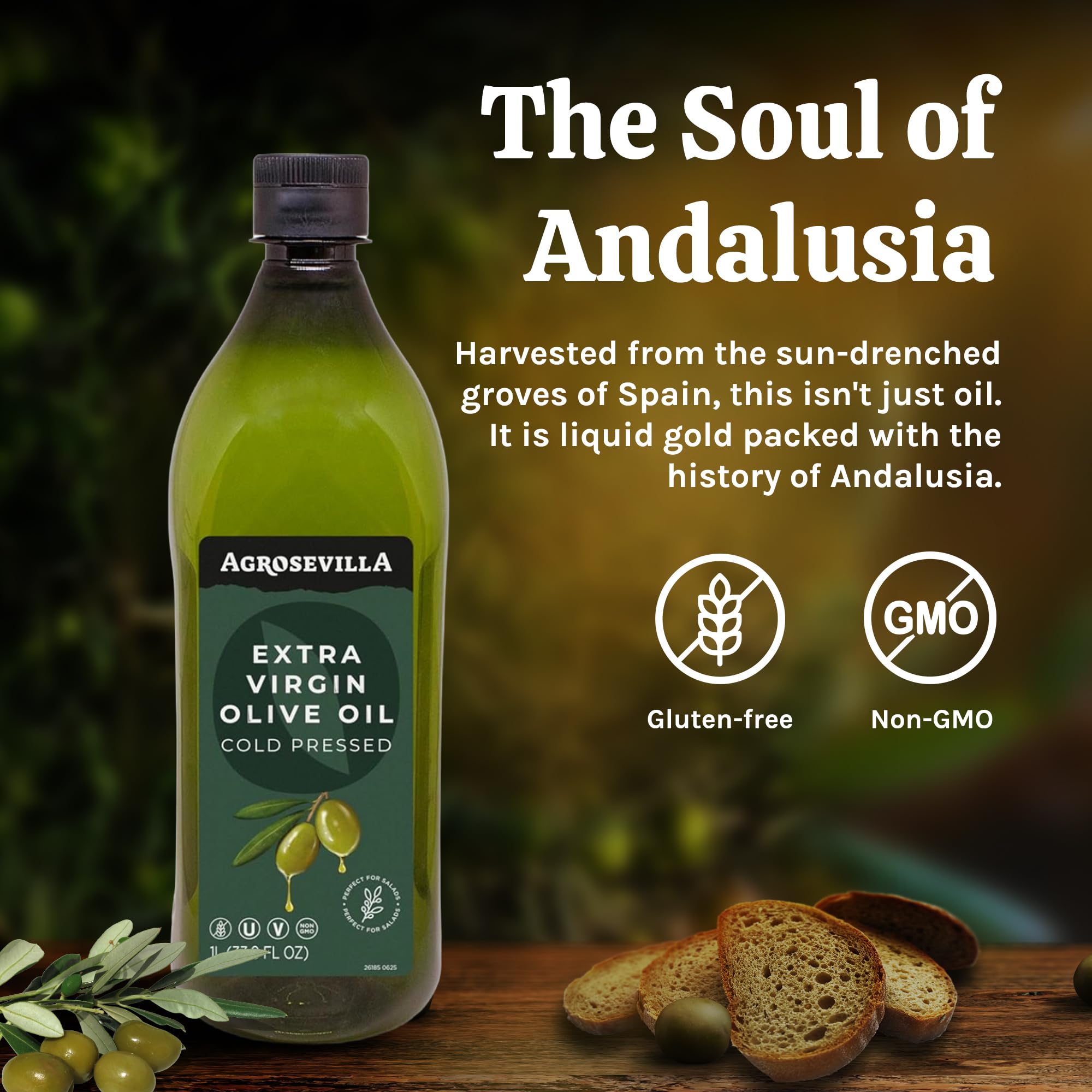 Agrosevilla oil pouring close-up showcasing smooth texture and fresh flavor