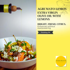 Agrumato oil pouring onto plate demonstrating easy drizzle and flavor boost benefit