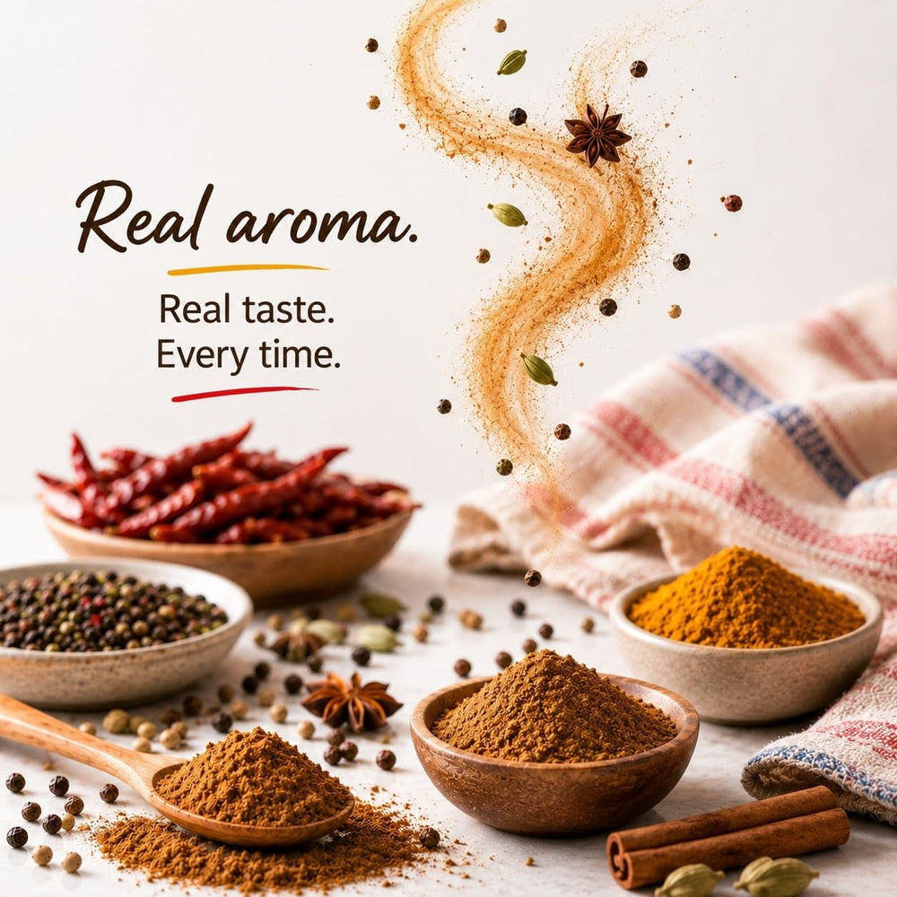 Ahlia product label close-up listing spices and natural ingredients