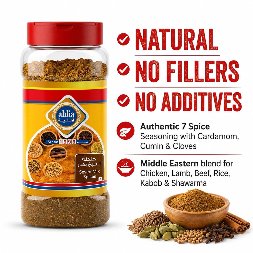 Ahlia spoon heaped with baharat demonstrating easy measuring convenience