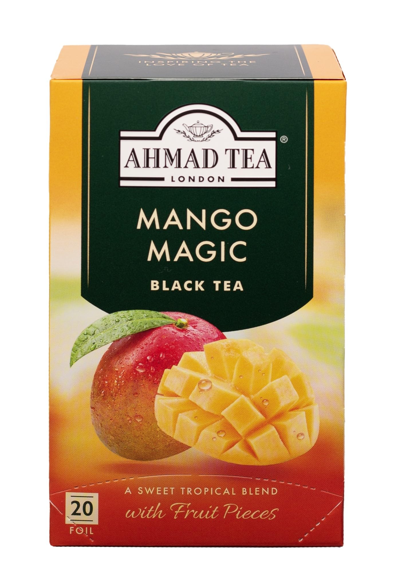 Ahmad Tea front box showing Mango Magic packaging and vibrant appeal
