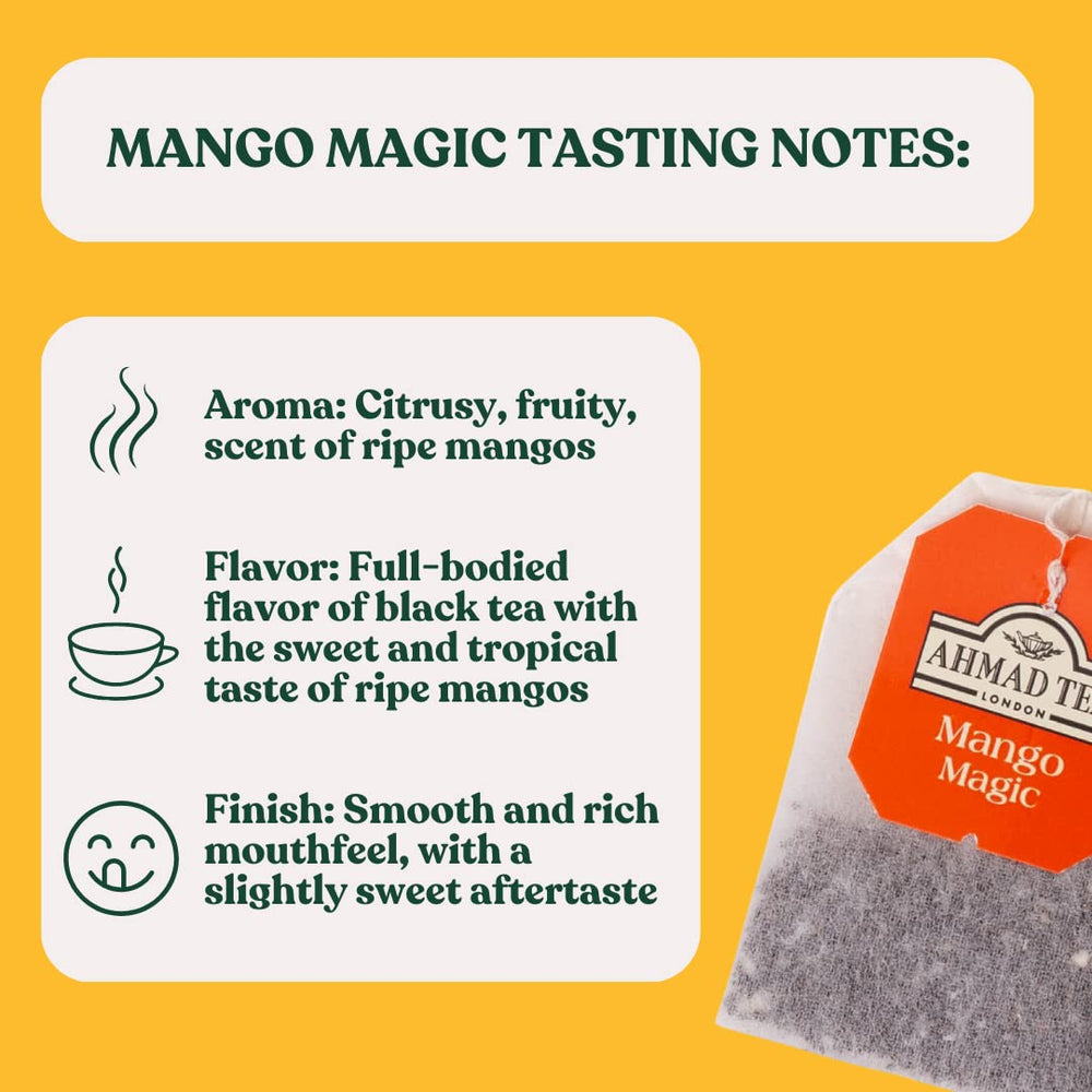 Ahmad Tea close-up of real mango pieces highlighting natural fruit