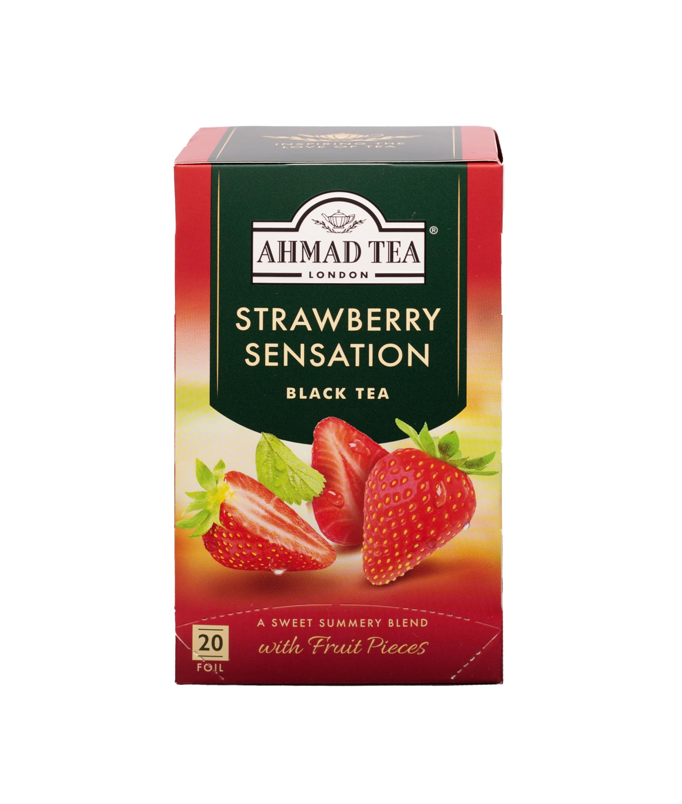 Ahmad Tea front packaging showing 20-count box and brand, highlighting convenience