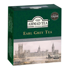 Close-up of Ahmad Tea tagged teabag highlighting easy brewing and convenience