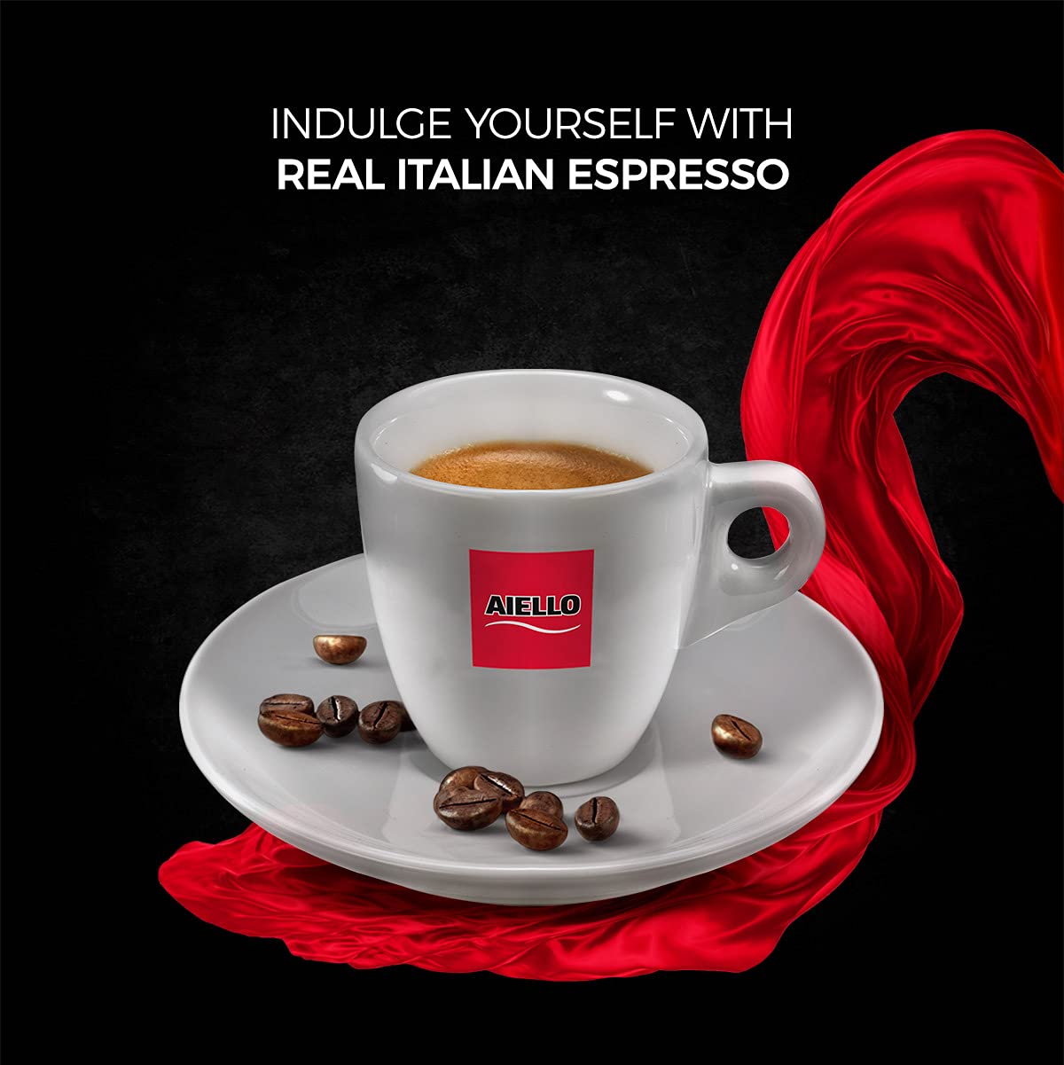 Aiello Caffè open bag with beans spilling to show fresh whole-bean texture
