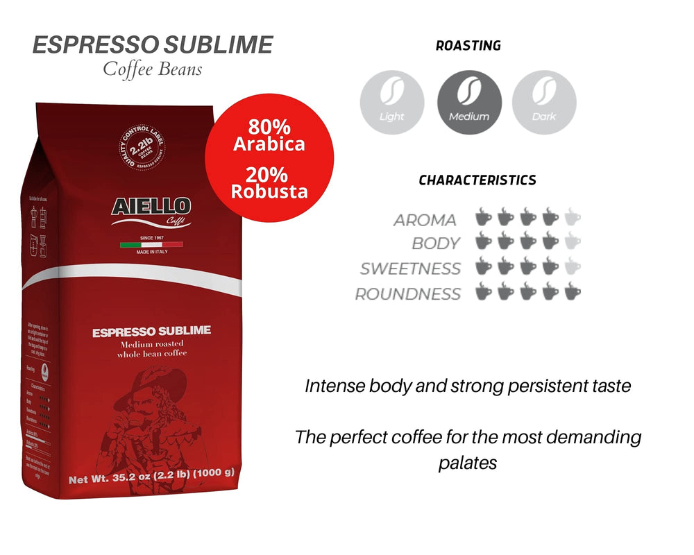 Aiello Caffè close-up of whole beans highlighting roast and aroma preservation