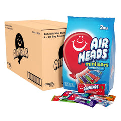Airheads front of pack showing colorful taffy and bag design, promotes easy sharing
