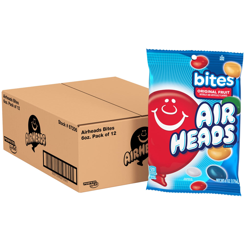 Airheads front packaging showing colorful 6 oz bag and branding benefit quick recognition