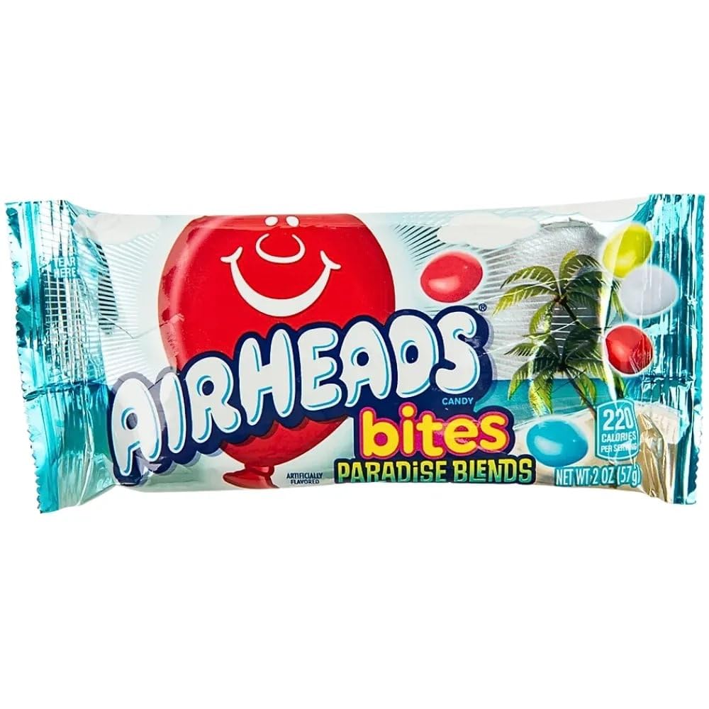 Hand holding a 2-ounce Airheads pouch showing compact travel-friendly size