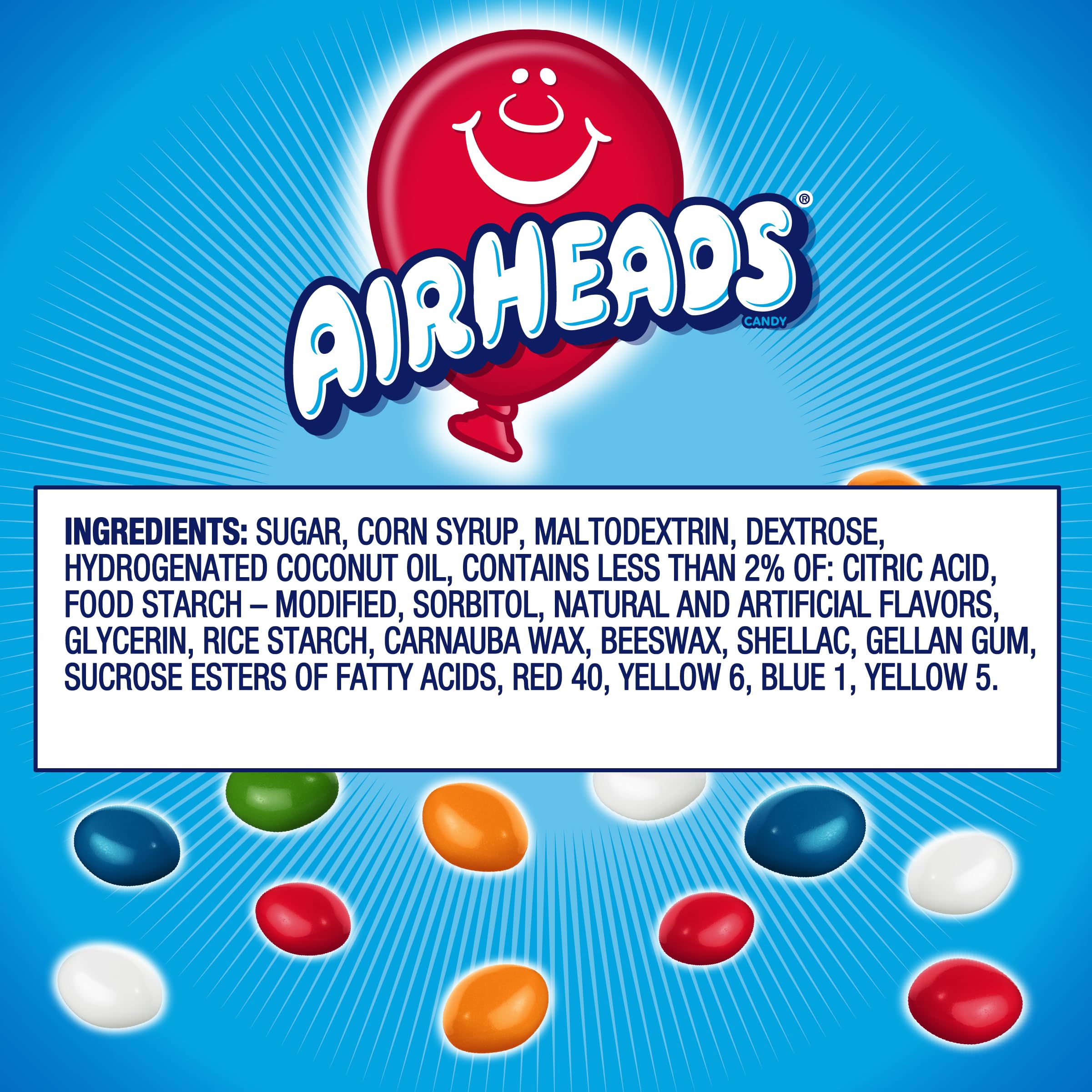 Airheads next to a coin showing size comparison and portion control benefit