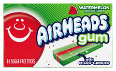 Airheads watermelon gum front packaging showing 14-stick box and brand appeal