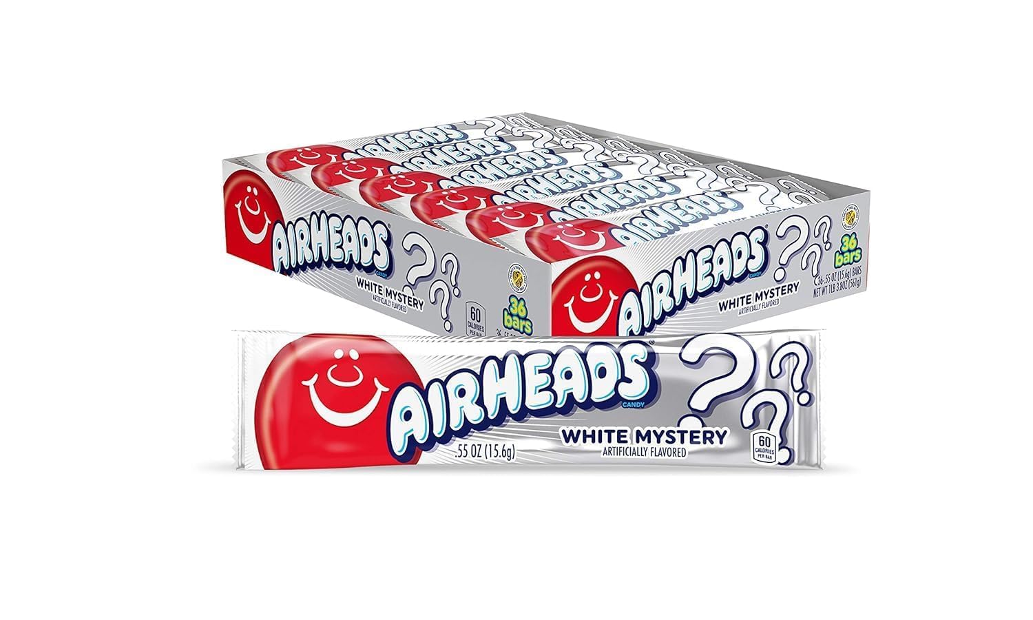 Airheads White Mystery box front showing brand and quantity for easy selection