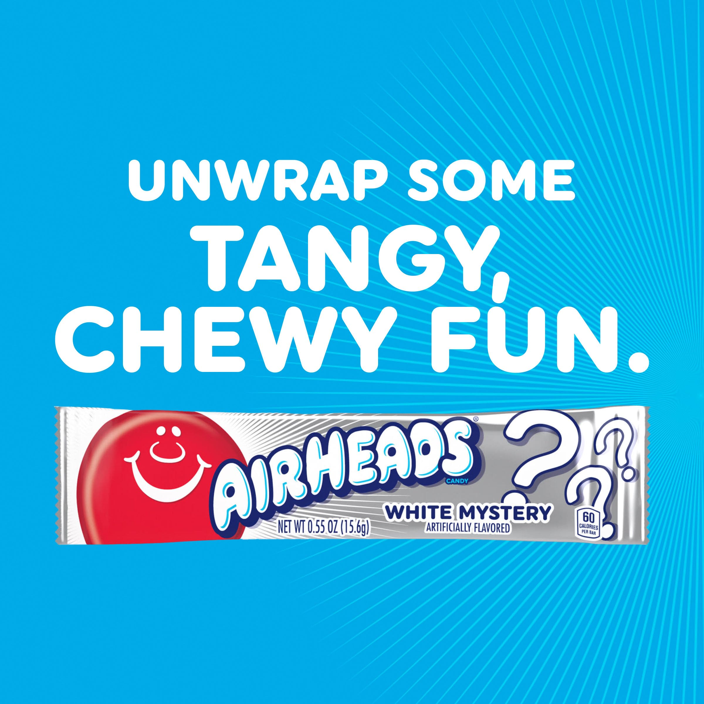 Close-up of Airheads White Mystery texture highlighting soft breathable chew advantage