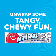 Close-up of Airheads White Mystery texture highlighting soft breathable chew advantage