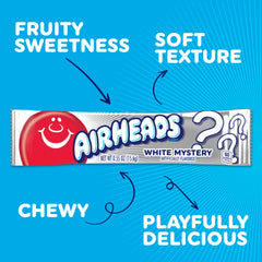 Pile of individually wrapped Airheads White Mystery bars ready to distribute at events