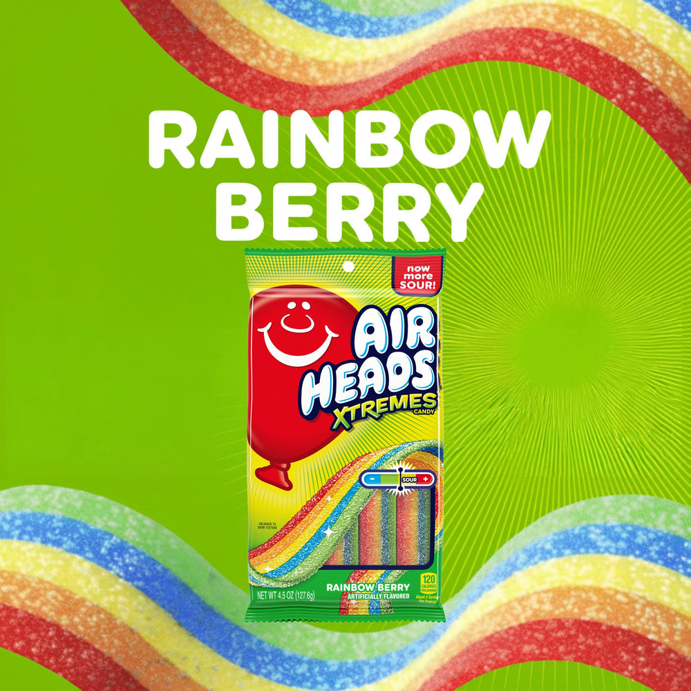 Airheads close-up of belt texture showing chewy stretch for satisfying bite