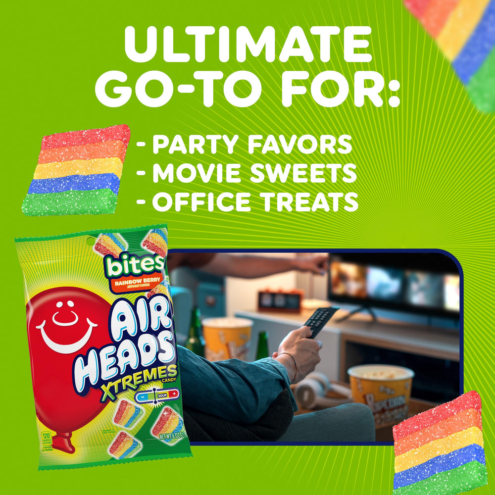 Bowl of Airheads Xtremes at a party adding vibrant color and snack variety