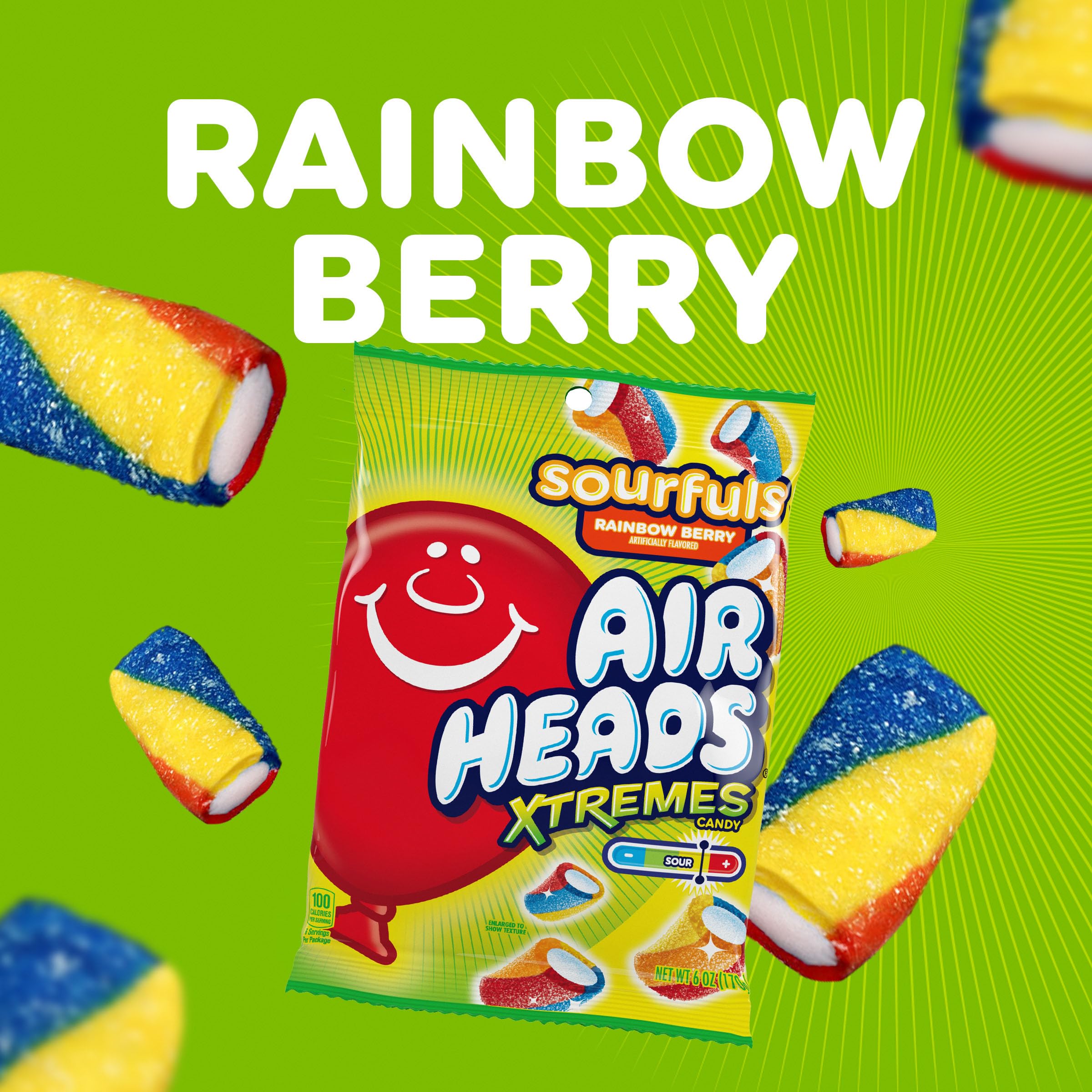 Airheads close-up of chew texture highlighting soft center and sour sugar for satisfying bite