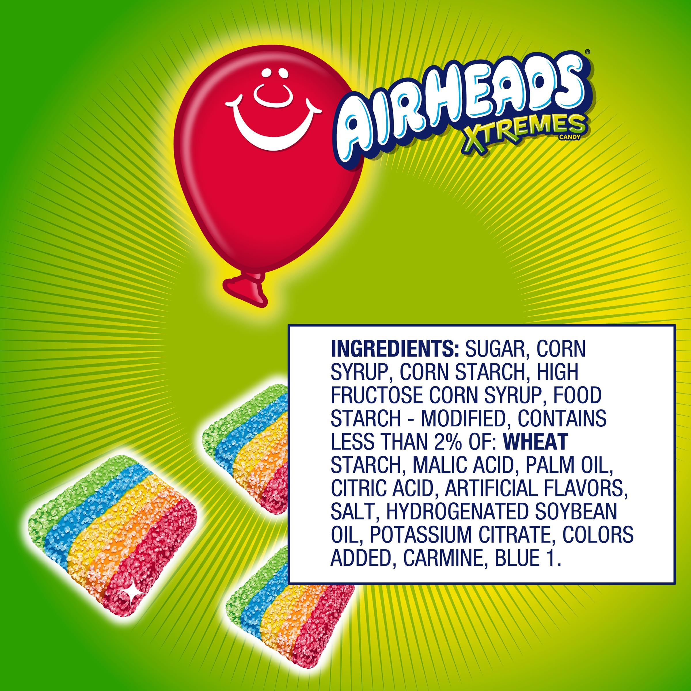 Airheads Xtremes nutrition label close-up highlighting product information