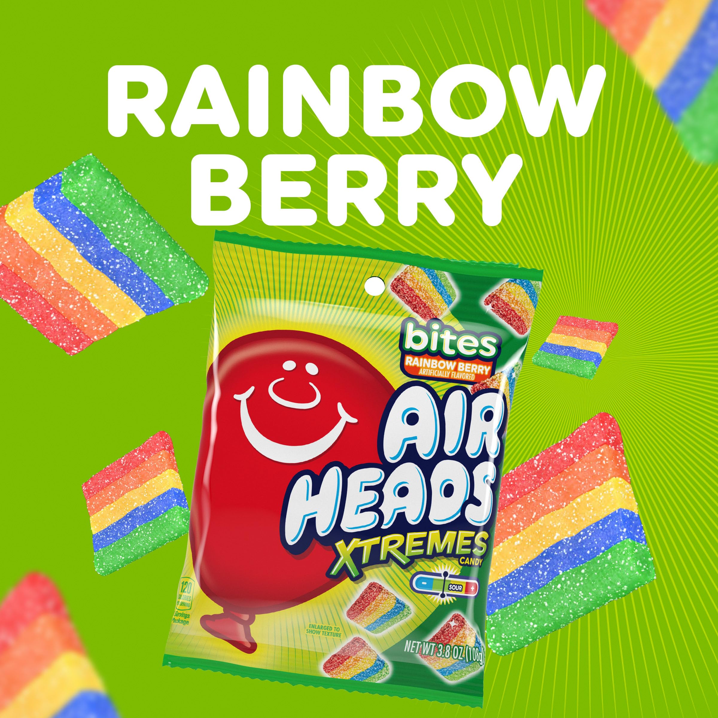 Airheads Xtremes open bag with bite-size candies ready to share