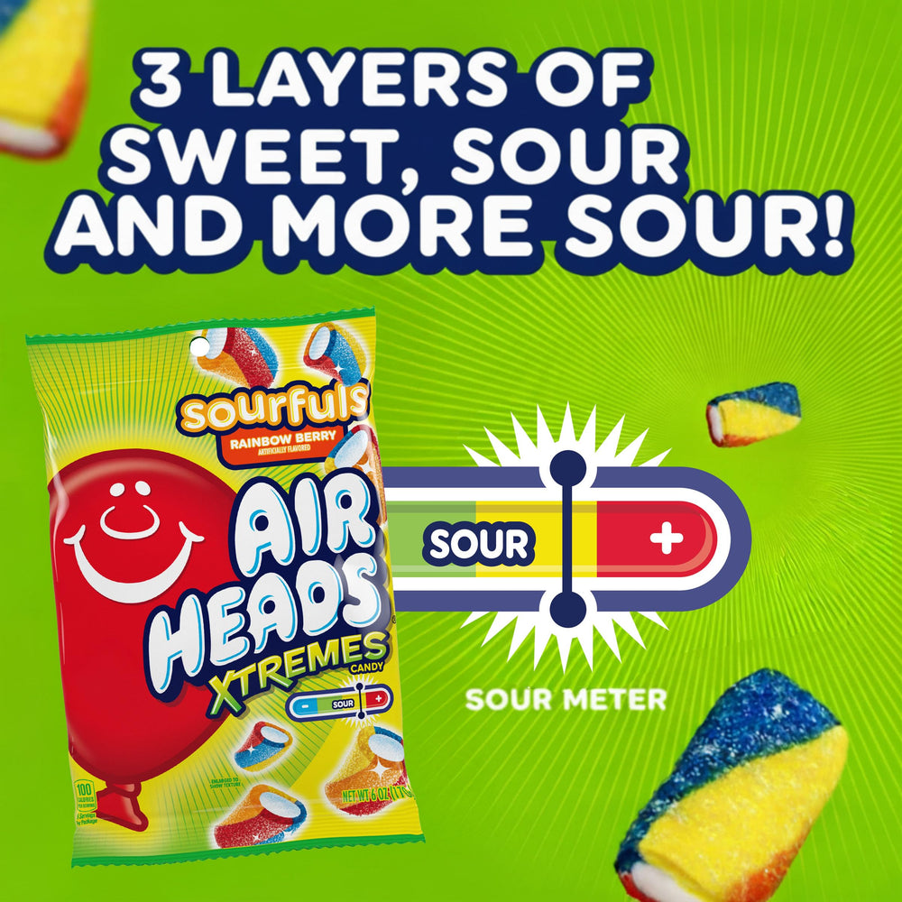 Airheads open bag with candies scattered, showing colorful pieces useful for party servings