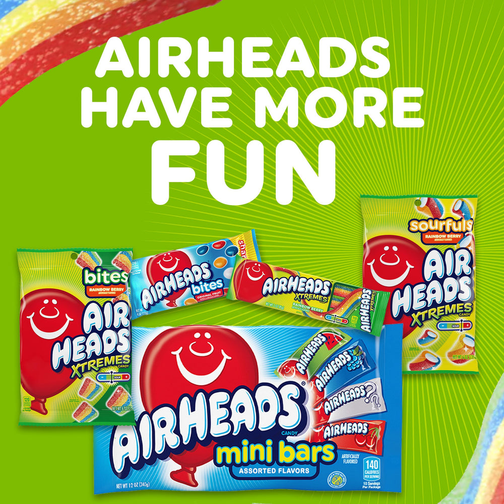 Airheads 12-pack opened to reveal contents and easy sharing appeal