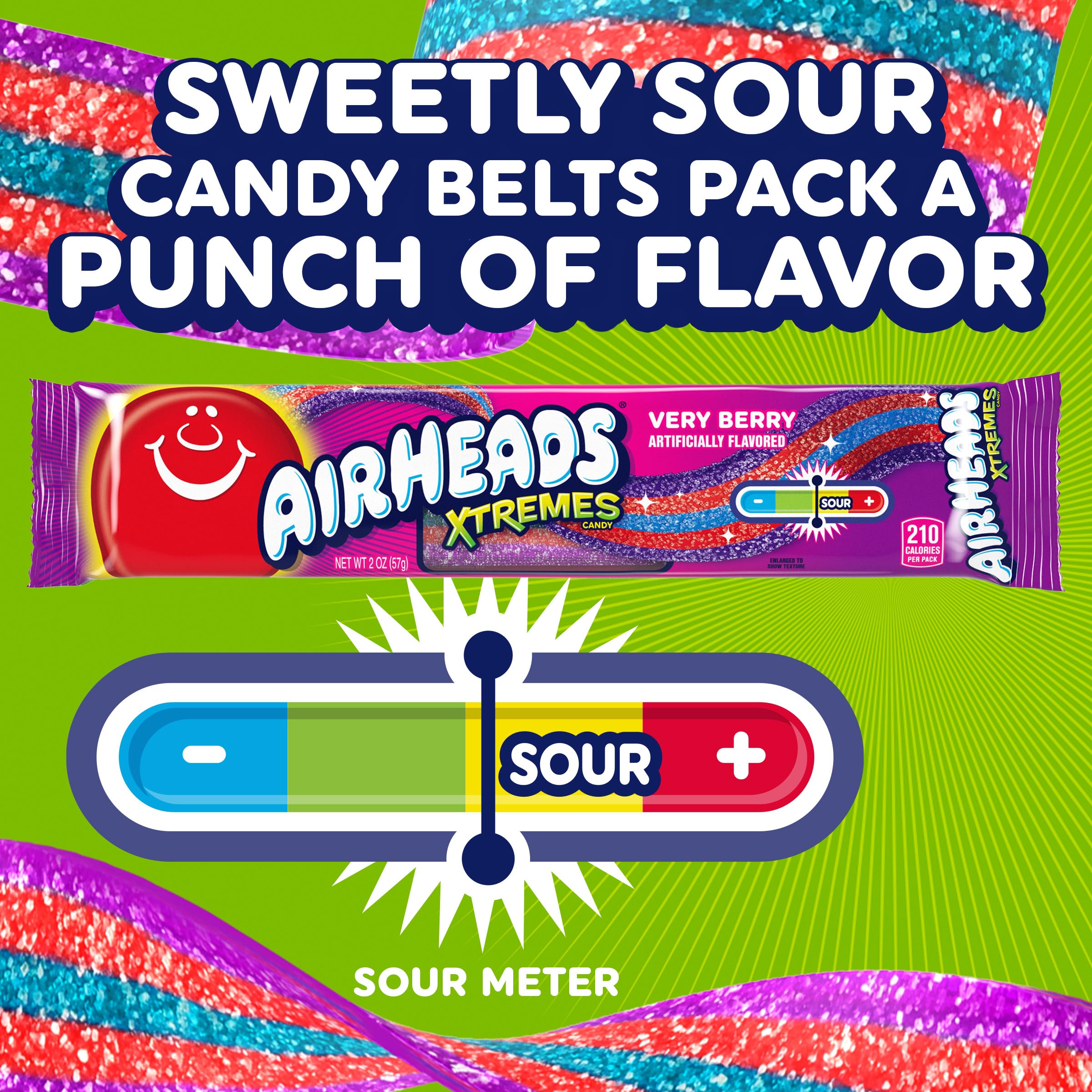 Airheads sugar coating detail emphasizing tangy texture and flavor