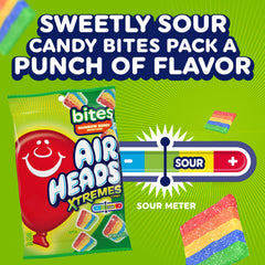 Close-up of Airheads Xtremes texture highlighting sour sugar and chewy interior benefit