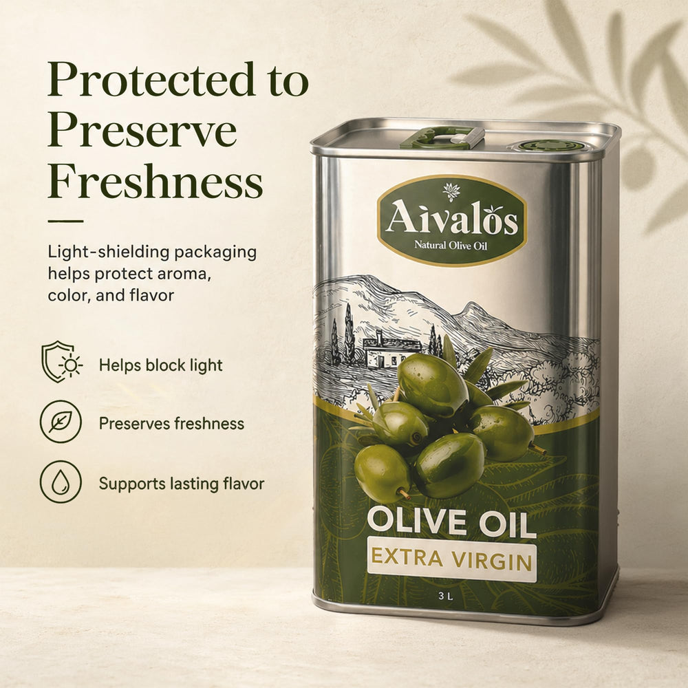 AIVALOS NATURAL OLIVE OIL bread dipping setup showcasing flavor-enhancing use