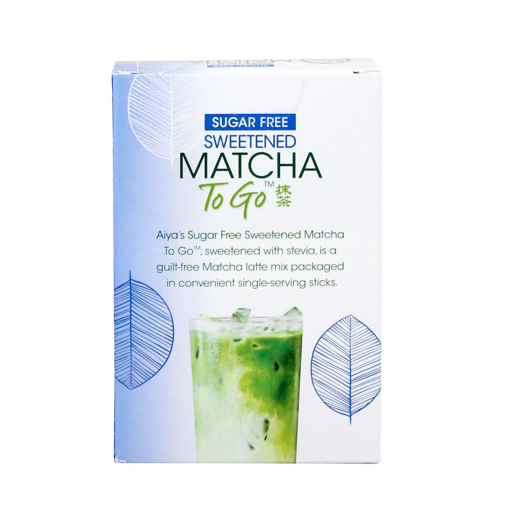 AIYA SINCE 1888 open stick close-up revealing fine stevia-sweetened matcha powder