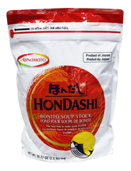 Ajinomoto Hondashi front pack showing resealable bag and product branding for convenience