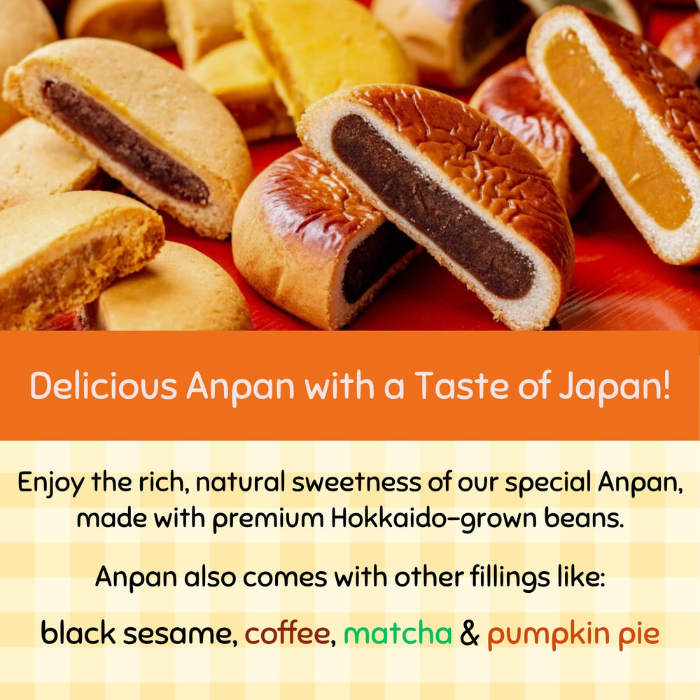 Aki Foods Japan anpan arranged with a teapot and cups, perfect pairing for tea time indulgence