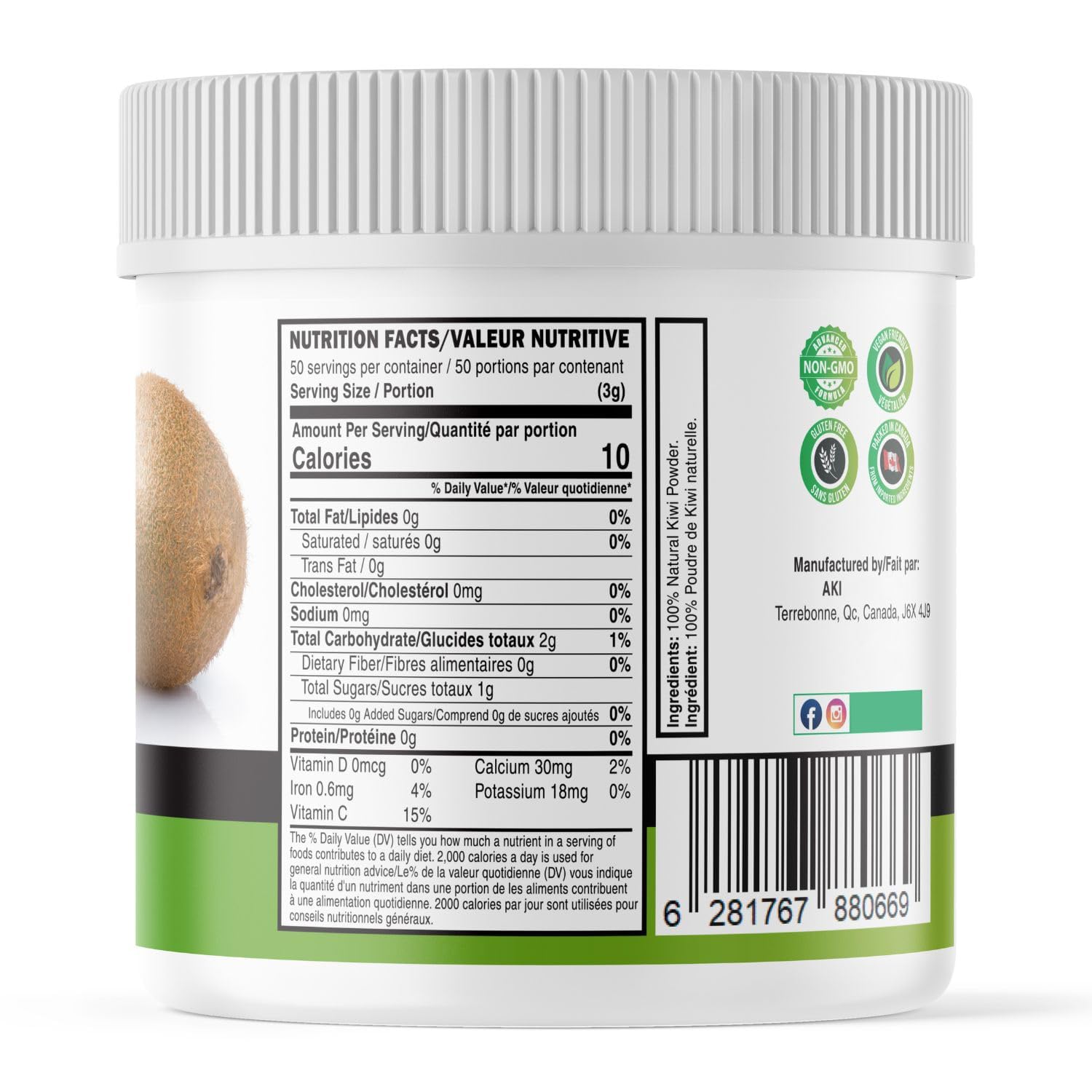AKI ORGANIC product label and nutrition panel providing ingredient clarity