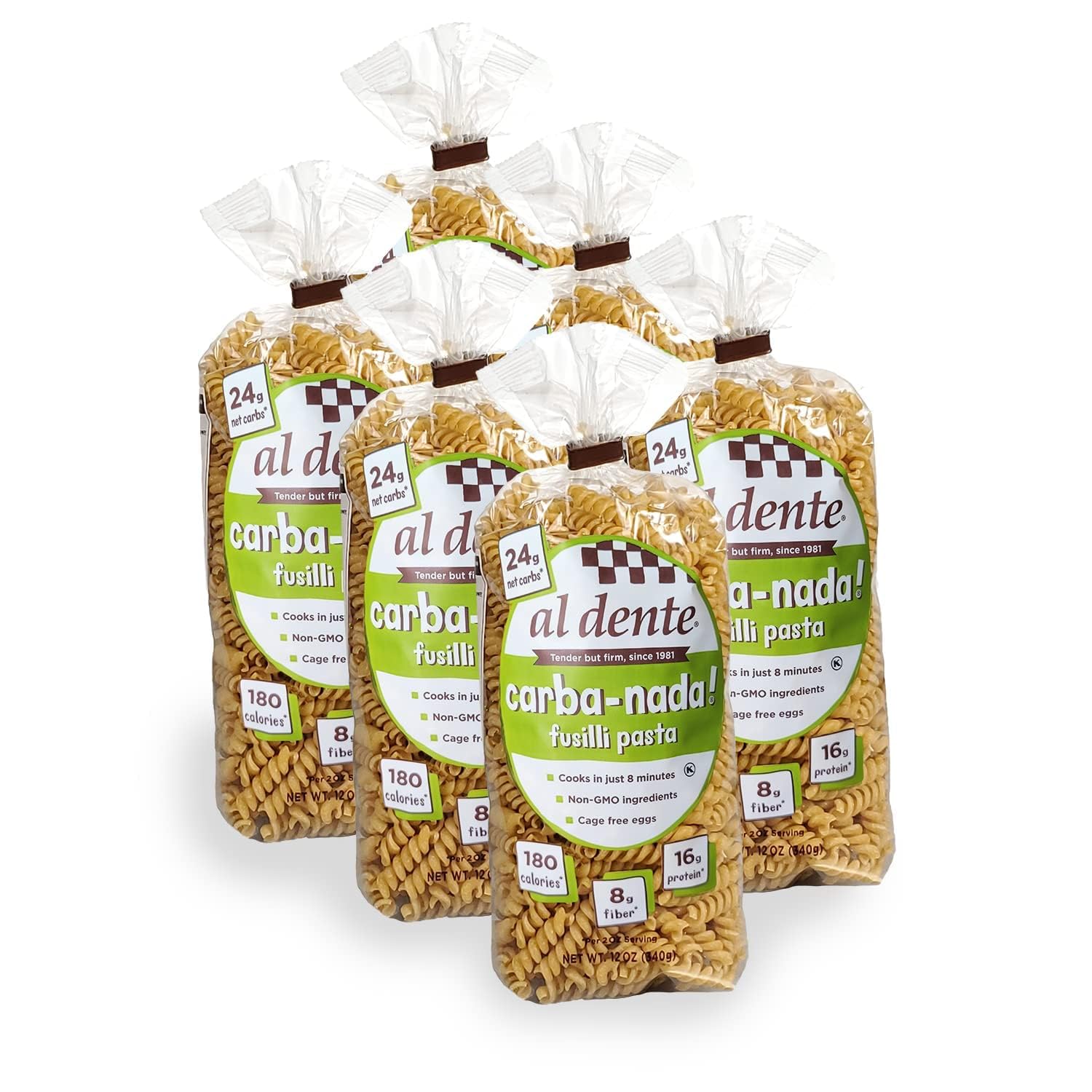AL DENTE front packaging showing product benefits and pack of six for easy stocking