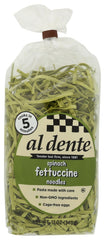 AL DENTE spinach fettuccine front package highlighting vibrant color and quick-cook convenience