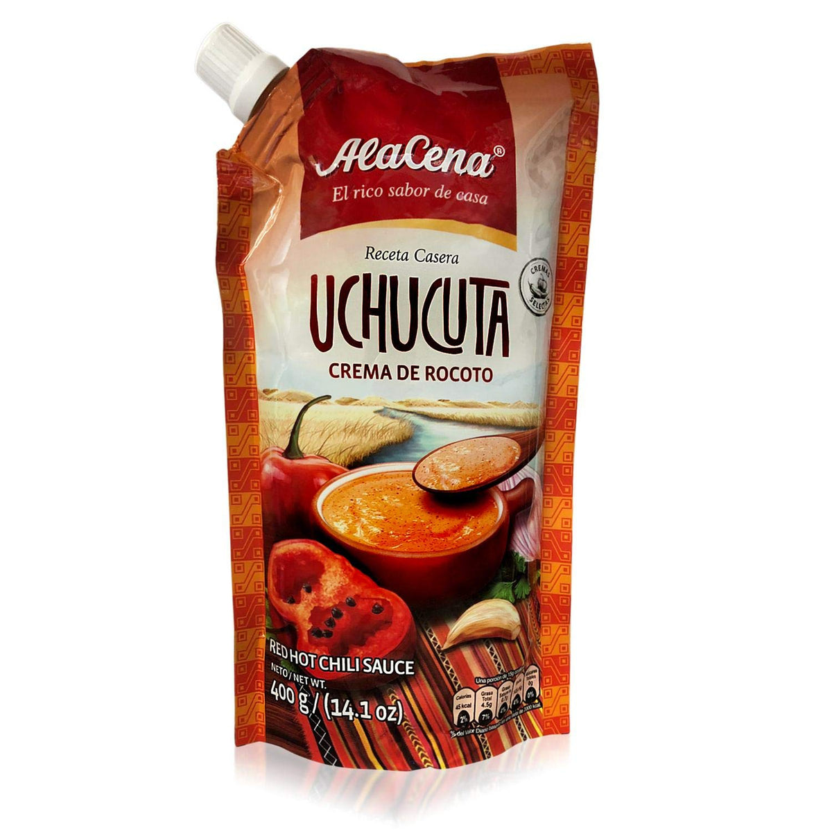 ALACENA front bottle view of Crema de Rocoto Uchucuta showing label and size, highlights authentic Peruvian flavor