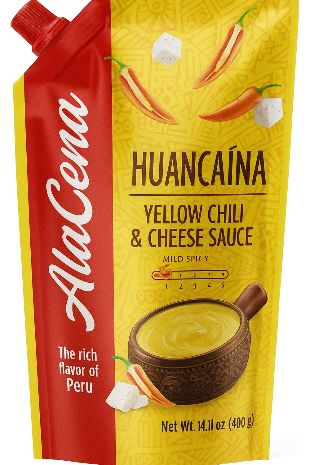 ALACENA jar open displaying creamy Huancaína ready to spoon and save prep time