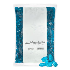 Albanese front of bag showing blue raspberry flavor and branding benefit clarity