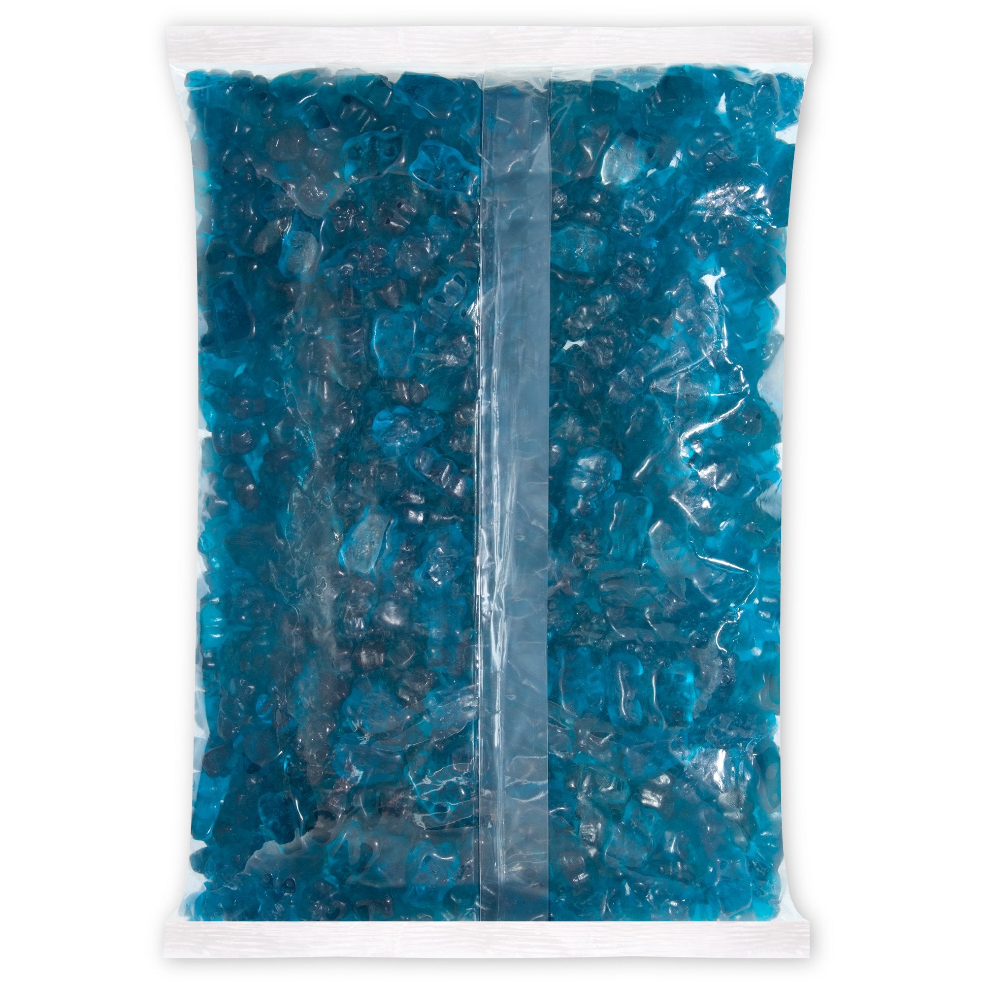 Albanese close-up texture of blue raspberry gummi bears highlighting soft chew
