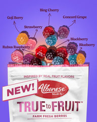 Albanese close-up of gummy texture highlighting soft chew and vibrant natural colors