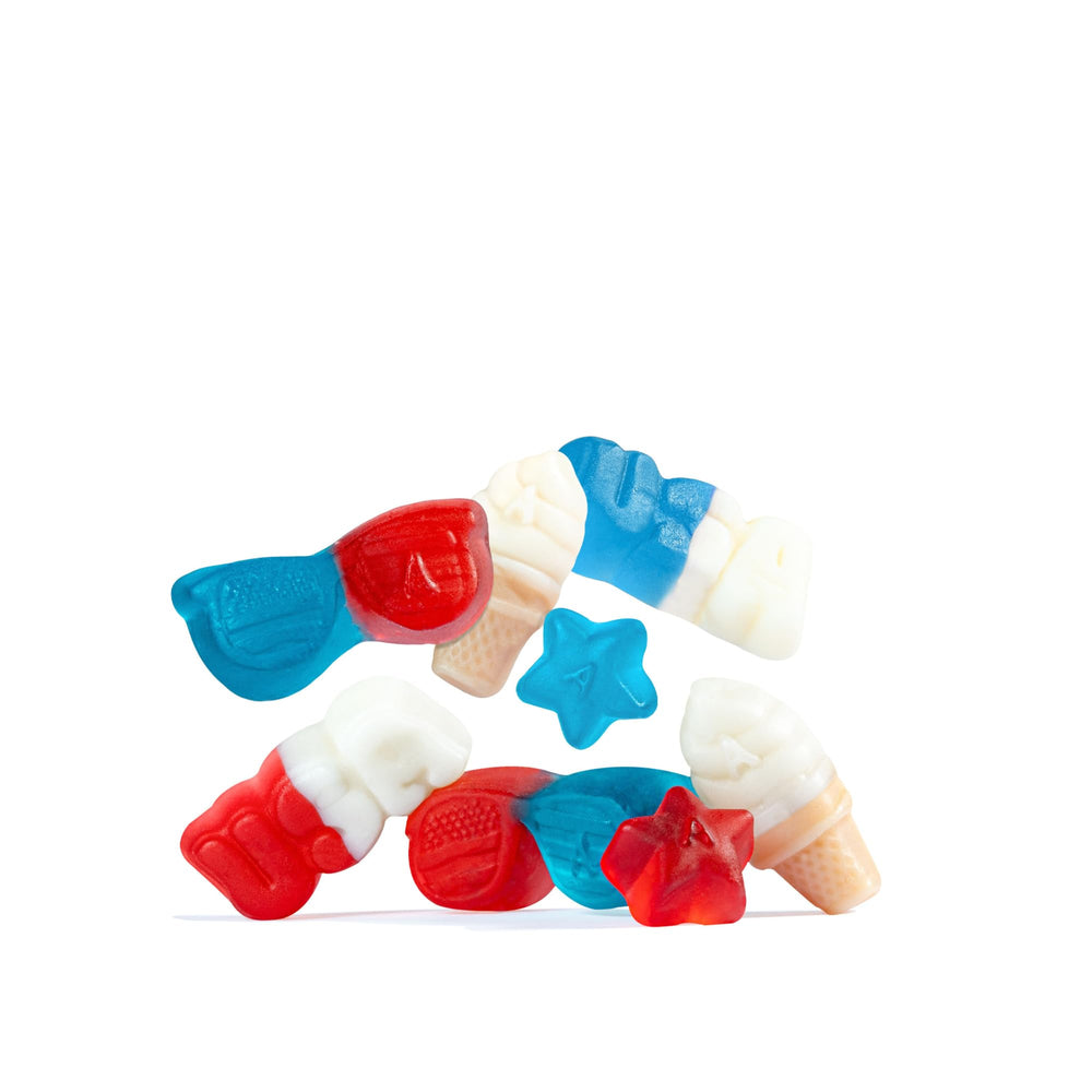 Albanese close-up of gummy texture highlighting soft chew and bright colors