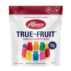 Albanese front packaging of 25oz bag showing assortment and brand benefits