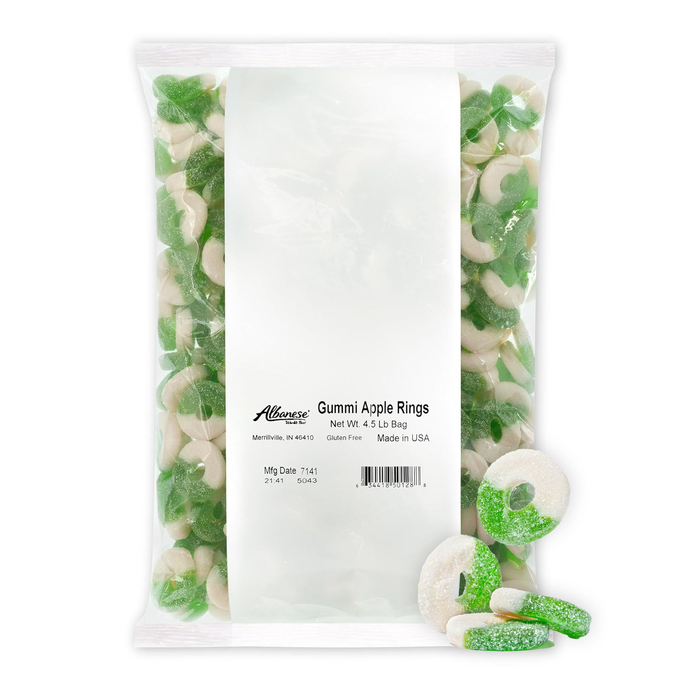 Albanese front packaging showing large 4.5 lb bag and brand appeal