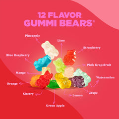 Albanese assortment spread showing all 12 fruit flavors for variety