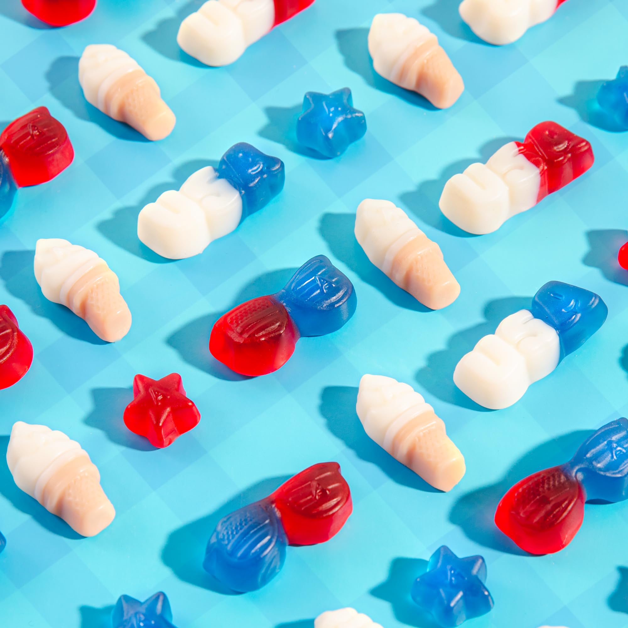 Albanese gummies in hand demonstrating size and easy sharing at parties