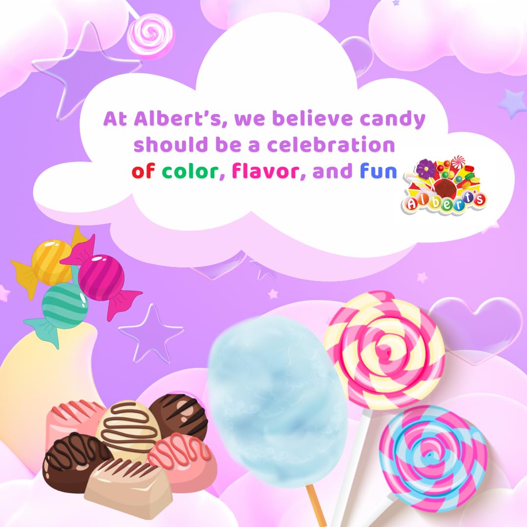 Albert's summer party scene with lollipops adding tropical visual appeal