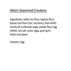 ALEIAS BEST. TASTE. EVER. croutons scattered on salad adding crunchy contrast