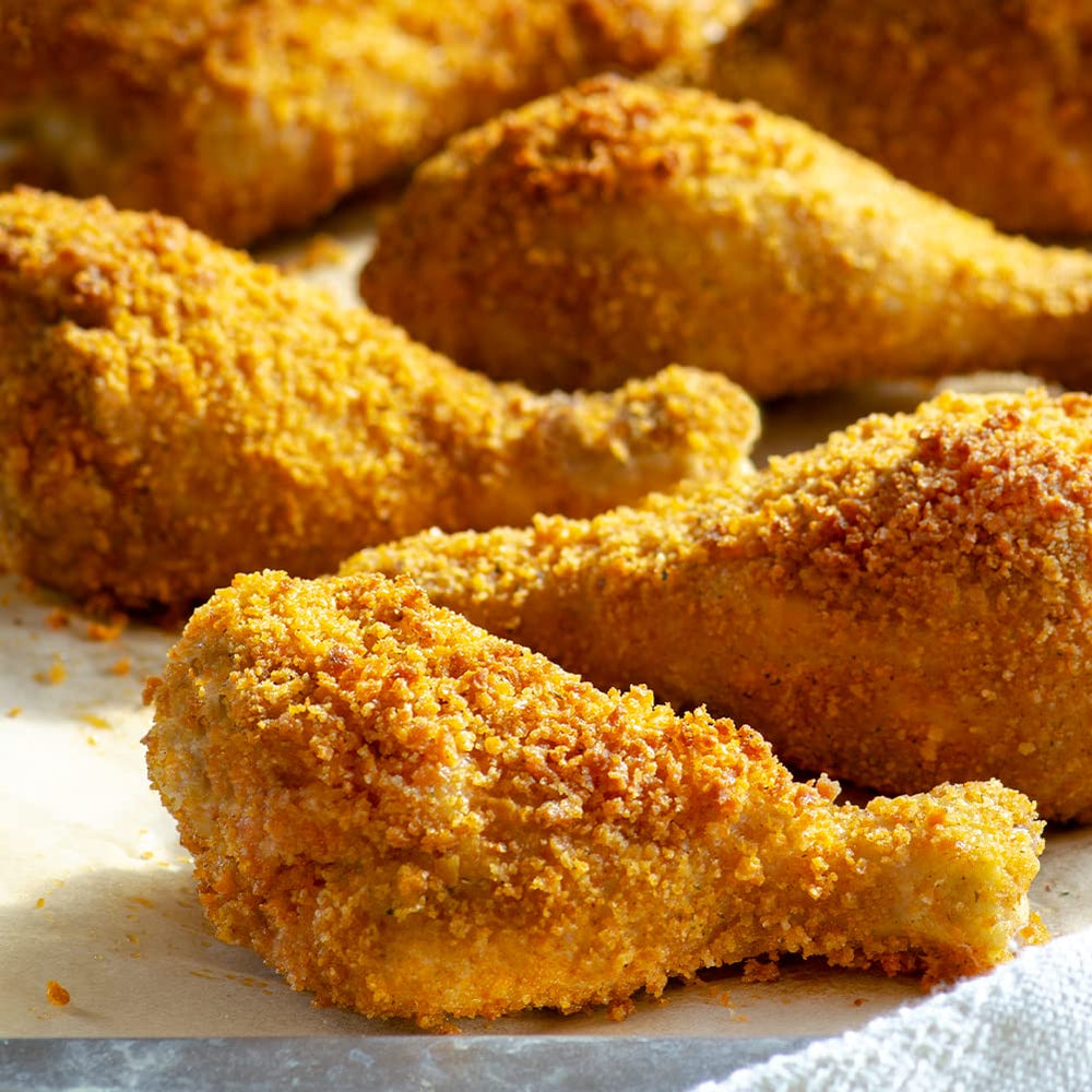 ALEIAS BEST. TASTE. EVER. coated pieces cooking in an air fryer for fast crisping
